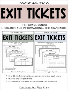 Preview of 5th Grade ELA Common Core Reading Exit Tickets (Literature & Info. Text) BUNDLE!