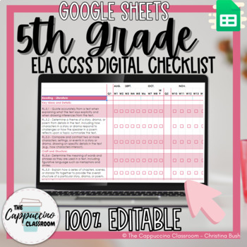 Preview of 5th Grade ELA Common Core State Standards CCSS DIGITAL Checklist