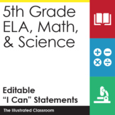 5th Grade ELA, Math, & Science I Can Statements Bundle