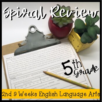 Preview of 5th Grade ELA Spiral Review 2nd 9 Weeks