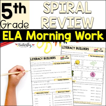 Preview of 5th Grade ELA Spiral Review Morning Work Fifth Grade ELA Practice