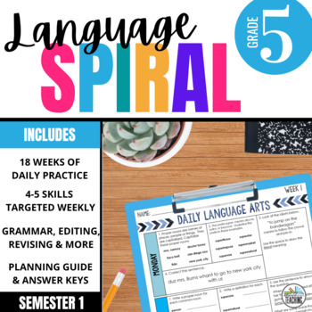 Preview of 5th Grade ELA Spiral Review: Grammar Bell Ringers Morning Work (PRINT - Part 1)