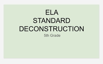Preview of 5th Grade ELA Standard Planning Template 