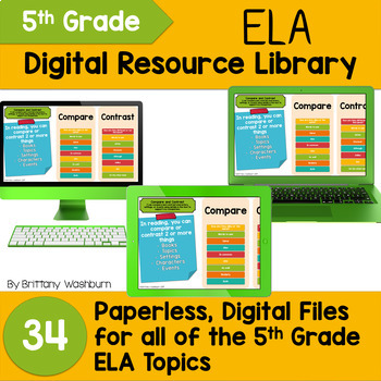 Preview of 5th Grade ELA Digital Notebooks BUNDLE