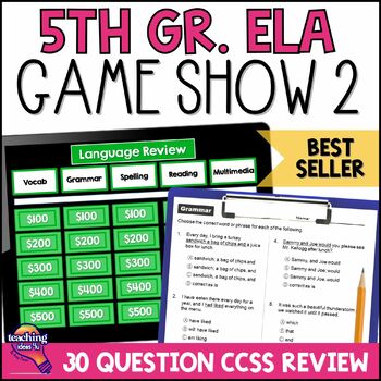 Preview of 5th Grade ELA Test Prep Game Show, Paired Texts & Practice Test 2 - Reading+