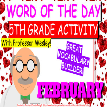Preview of 5th Grade ELA Vocabulary Activity Word Of The Day Bell Ringer FEBRUARY Winter