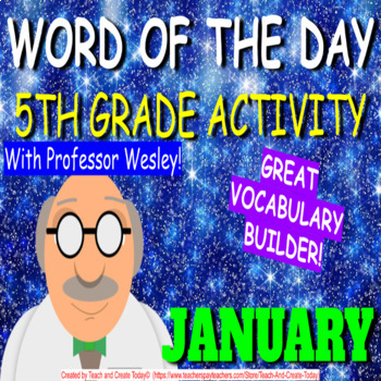 Preview of 5th Grade ELA Vocabulary Activity Word Of The Day Bell Ringer  JANUARY Winter