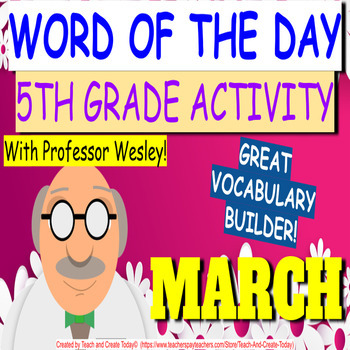 Preview of 5th Grade ELA Vocabulary Activity Word Of The Day Bell Ringer MARCH Spring