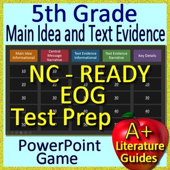 Preview of NC Reading EOG Test Prep Main Idea and Text Evidence Review Game for 5th Grade