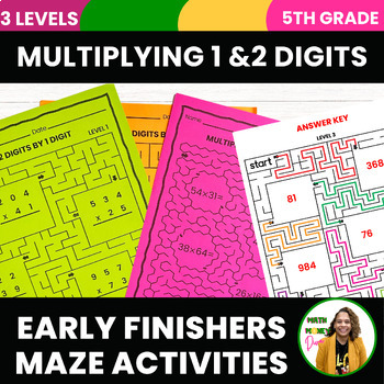 Preview of 5th Grade Early Finishers Mini Math Multiplying by 2 Digits Maze Activity