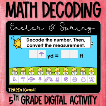 Preview of 5th Grade Easter Digital Math Center and Activity Measurement Conversion