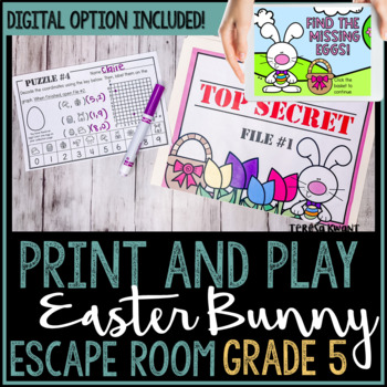 Preview of 5th Grade Easter Math Breakout Escape Room Activity | Coordinate Grid and Volume