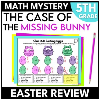 Preview of 5th Grade Easter Math Mystery Spring Escape Room Easter Bunny Math Activities