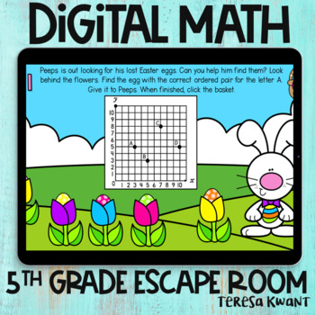 Preview of 5th Grade Easter and Spring Digital Math Ordered Pairs Escape Room Breakout