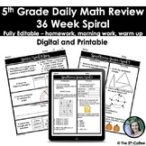 5th Grade Editable Spiral Review - Digital & Print