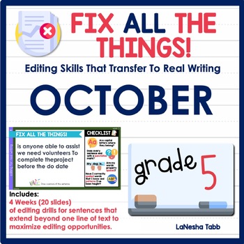 Preview of 5th Grade Editing Practice October