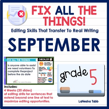 Preview of 5th Grade Editing Practice September