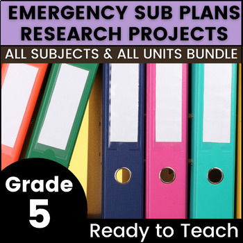 Preview of 5th Grade Emergency Sub Plans ALL Units Bundle Math English Science Sub Binder