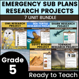 5th Grade Emergency Sub Plans 7 Unit Set Bundle Math Engli
