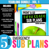 5th Grade Emergency Substitute Plans: Emergency Sub Plans 