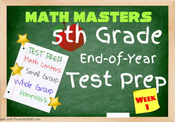 Preview of 5th Grade Math End of Year Common Core Math Test Prep, 5 Days of Test Prep