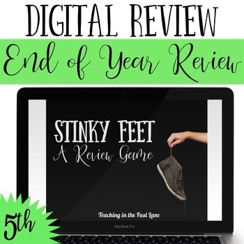 Preview of 5th Grade End of Year Math Review Game - Stinky Feet Math Game - Test Prep