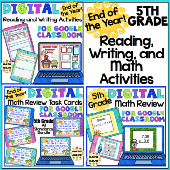 Preview of 5th Grade End of the Year Digital Reading, Writing, & Math for Google