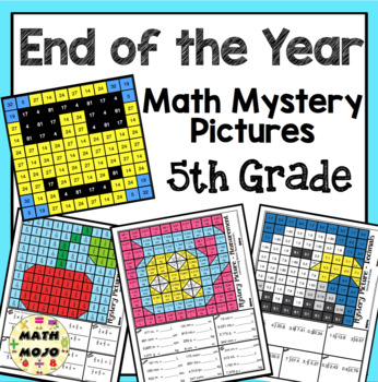 Preview of 5th Grade End of the Year Math: 5th Grade Math Mystery Pictures