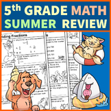 Preview of 5th Grade Summer Math Review No Prep Printables Worksheets