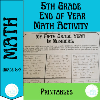 Preview of 5th Grade End of the Year Math: Year in Numbers