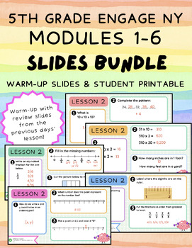 Preview of 5th Grade Engage NY Modules 1-6 Warm-Up Slides BUNDLE