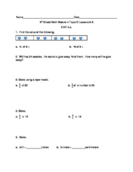 Preview of 5th Grade EngageNY/Eureka Math Module 4 Topic C Quiz/Review