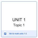 5th Grade Envision Math Unit Plans 1-2