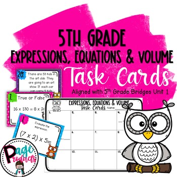 Preview of 5th Grade Equations & Volume Task Cards