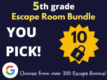 Preview of 5th Grade Escape Room Bundle 10 (Fall Activities, Digital Breakouts)
