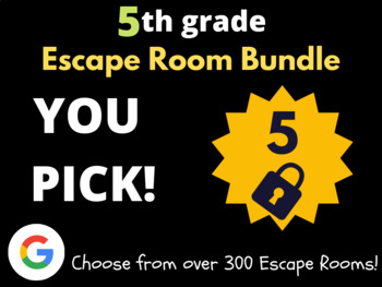 Preview of 5th Grade Escape Room Bundle 5 (Back to School Activities, Digital Breakouts)