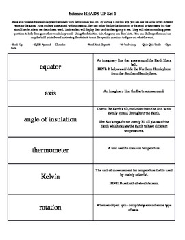 Preview of Essential Standards Science Vocabulary Cards Sets (Grades 5-7) EOG & Review