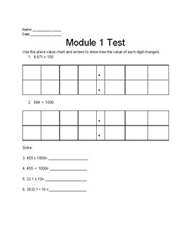 Preview of 5th Grade Eureka Math End of Module Test 1-6