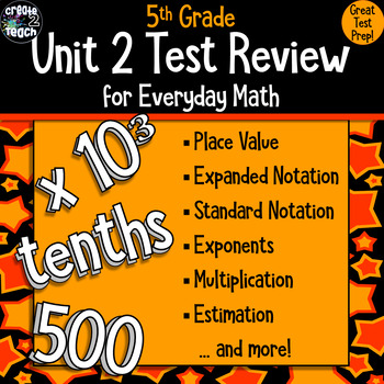 Preview of Everyday Math 5th Grade Unit 2 Review/Test Prep/Study Guide