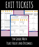5th Grade Exit Ticket - Set 3 - Place Value and Decimals