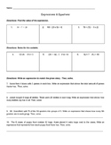 5th Grade Expressions & Equations Practice