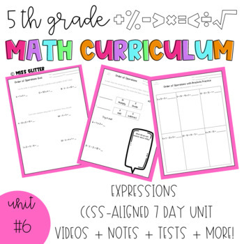 Preview of Algebraic Expressions for 5th Grade