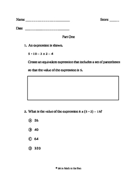 5th Grade FSA Math Test Prep (Part 1) by Math in the Sun | TpT