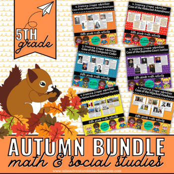 Preview of 5th Grade AUTUMN Math & Social Studies Learning League Adventures