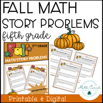 Preview of 5th Grade Fall Math Story Problems | Fall Math Activity | Fifth Grade Math