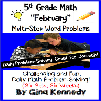 Preview of Daily Problem Solving for 5th Grade: February Word Problems (Multi-Step)