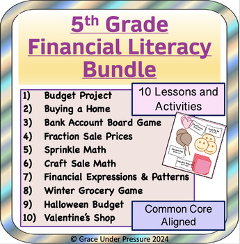 Preview of 5th Grade Financial Literacy Bundle: 10 Activities: Budgeting, Decimals, Money