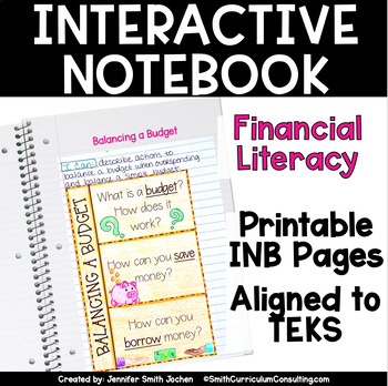 Preview of 5th Grade Financial Literacy Interactive Notebook Printable TEKS