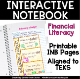 5th Grade Financial Literacy Interactive Notebook - TEKS Aligned 