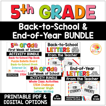 5th Grade Back-to-School and End of Year Activities and Letters BUNDLE